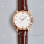 Copy Blancpain Villeret Rose Gold Case Watch With Roman Markers Brown Leather Strap